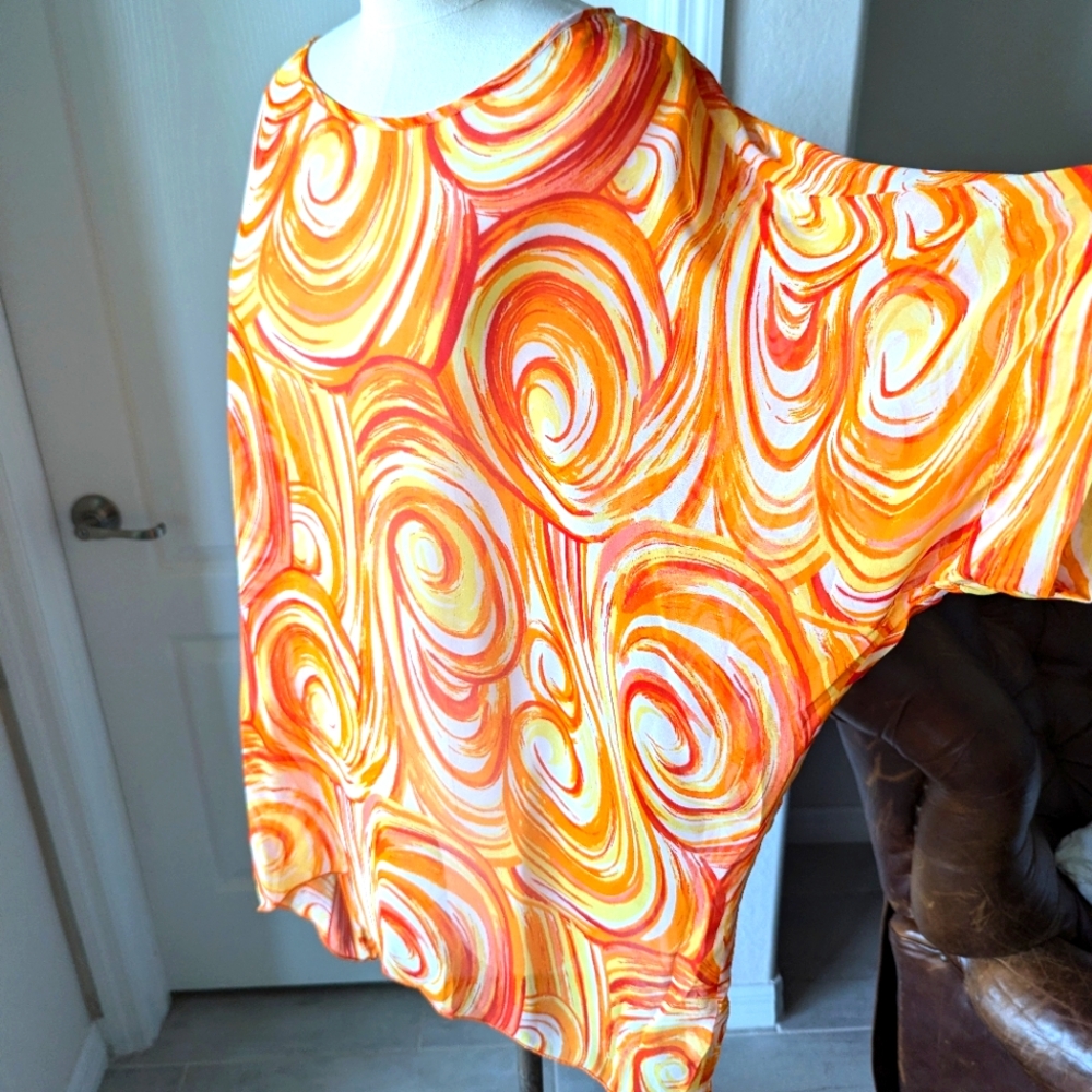 NWT Kai Clothing Orange Abstract Print Swim Coverup